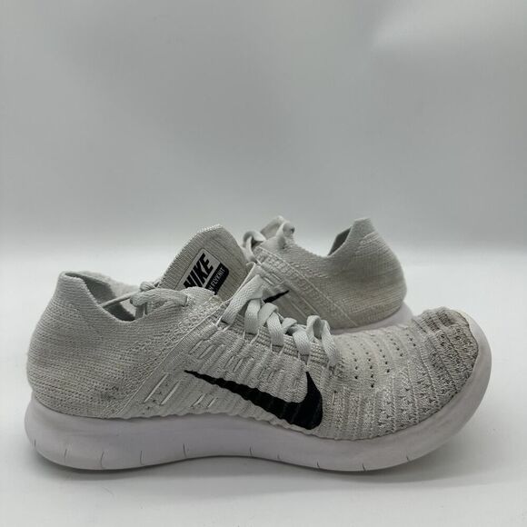 Women Size 7 Nike Free RN Flyknit White Fabric Running Shoes Sneakers 831070-101 - Picture 6 of 9
